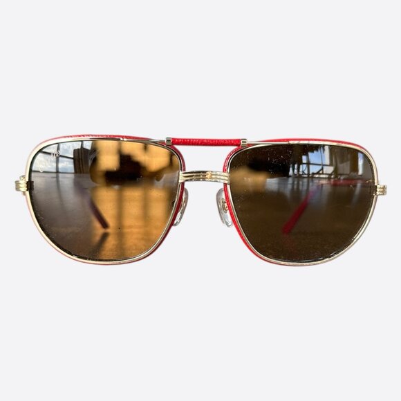 Cartier Red & Gold Aviator Sunglasses - Picture 1 of 5